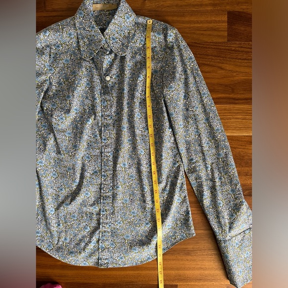 Michael Kors Collection French cuff blue floral print buttoned shirt US2 - Picture 8 of 10